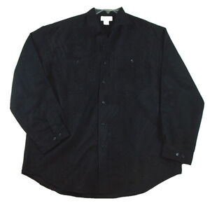 Knightsbridge Mens Black Long Sleeve Collared Button-Up Shirt Size Large Pockets